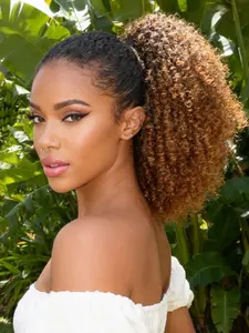 Curly Ponytail Extension 14 Inch Drawstring Ponytail for Women Short Fluffy Afro Kinky Curly Pony Tails Hair Extensions