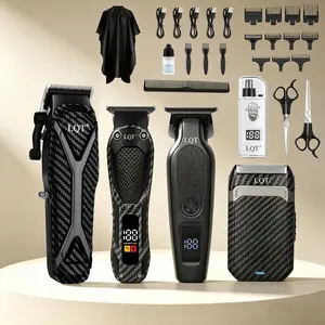 LQT 5-in-1 Professional Cordless Rechargeable Hair Clipper Kit - Stainless Steel Adjustable Blade, LED Display, ABS Body, Cordless Beard Trimmer, Electric Grooming Set for Home, Salon, Gift tiktokshopspringglowup