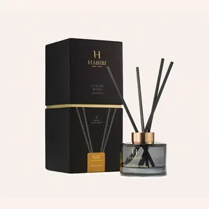 HABIBI NEW YORK Luxury Scented Reed Diffuser - 150ml Golden Hour Fruity Floral Aroma, Flower-Bouquet Inspired, Bamboo Sticks Tropical Home Fragrance Freshener with Vanilla Note