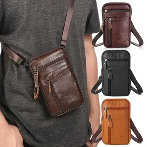 Multi-Way Soft PU Leather Crossbody Phone Pouch Bag - Belt Loop & Strap, Hiking, Daily Use