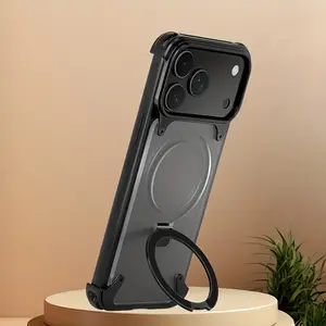 Phone Case - Orange Series Suitable 2025 New 17 Pro Frameless Metal Magnetic Pivot Protective Cover Easy Style Men And Women, Gadget Cover, Minimalist Design