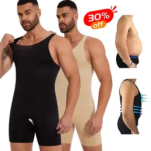 Men's Tummy Control Bodysuit Waist Trainer Compression Bodysuit Seamless Shapewear Full Body Shaper Open Crotch Comfortable Solid Breathable Underwear shaping