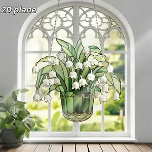 New Lily of Valley Acrylic Window Hanging Art Decoration, Decorative Artwork, Hanging Room Decor, Floral Design, Sun Catcher Design, Perfect for Home Decor & Gift Ideas