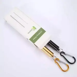 2-Pack Collapsible Stainless Steel Metal Straws with Case and Cleaning Brushes Drinkware