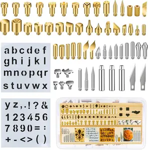 62Pcs Wood Burning Tips, Professional Wood Burning Pen Tips and Alphabet Number Stencils Set DIY Crafts Tool