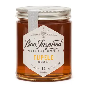 Bee Inspired Raw Tupelo Honey Pure Limited Edition Hand Harvested from Florida 11 oz Buttery Fruity Flavor Kosher Certified - Sweet