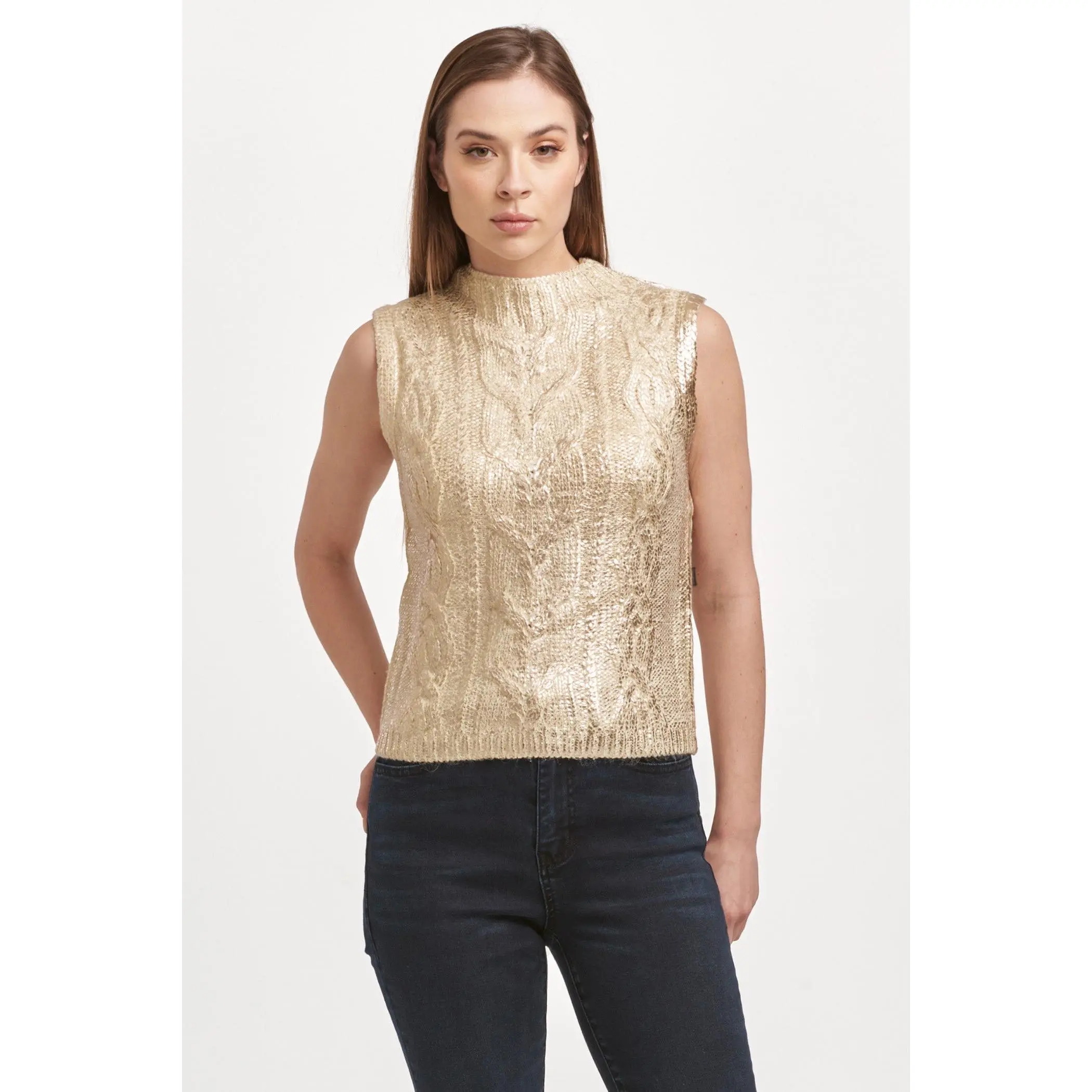 TATIANA NOVELTY TOP ROSE GOLD FOIL