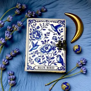 Leather Grimoire Journal Blue Bird