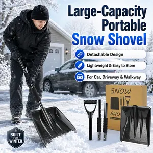 112cm/44in Portable Snow Shovel for Car & Driveway, Detachable Lightweight Emergency Shovel with D-Handle, Telescopic Metal Handle & Wide PP Blade, Ice Scraper Snow Removal Tool for SUV Truck Camping Garden Patio Walkway Winter Safety Gear