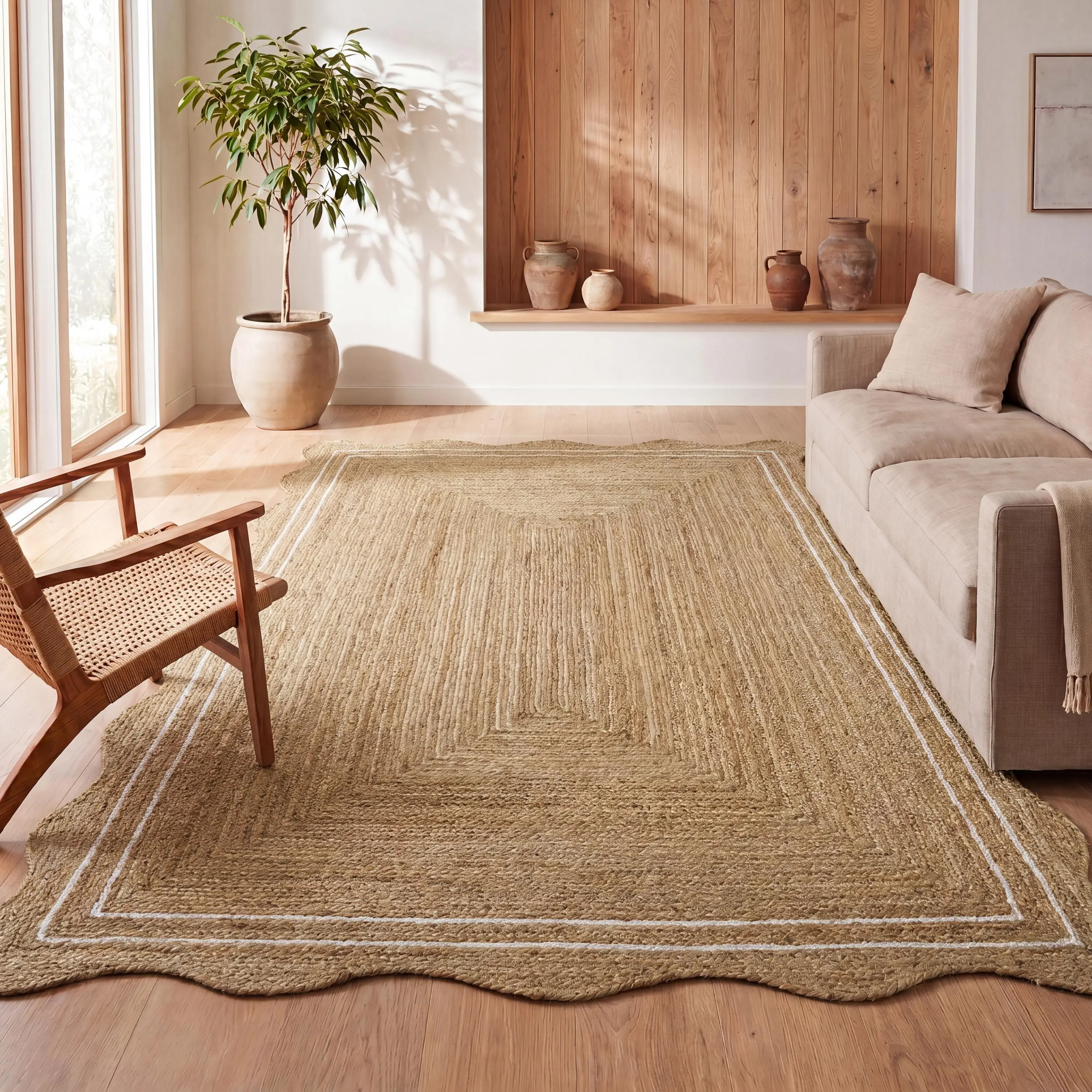 Seaside Cottage Scallop Edge Jute Area Rug