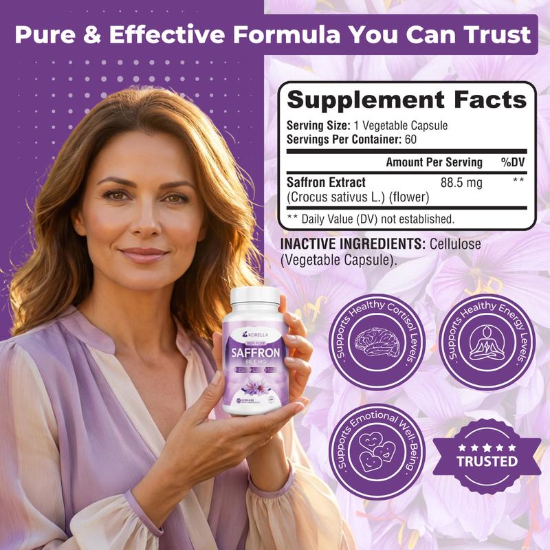 Korella Saffron Extract [88.5mg] for Stress, Mood & Focus – Natural