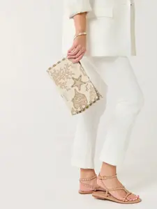 Shiraleah Coastal Jacquard Wristlet Pouch, Beige
