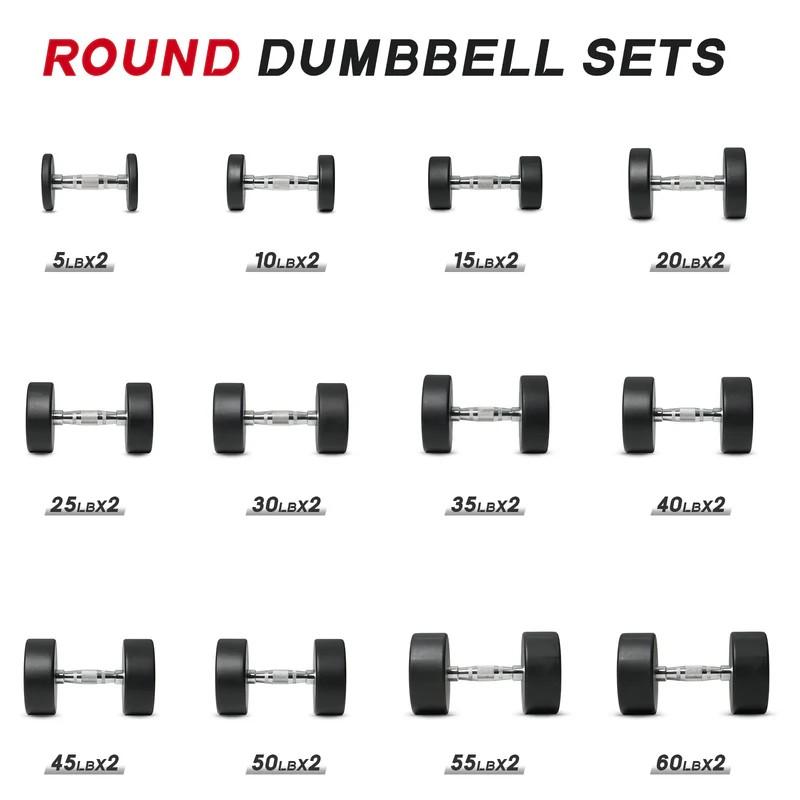 RitFit 20LB PVC-Coated Round Dumbbells in Pairs - Durable Balanced Design for Upper Body Workouts & Noise-Reducing Floor Protection