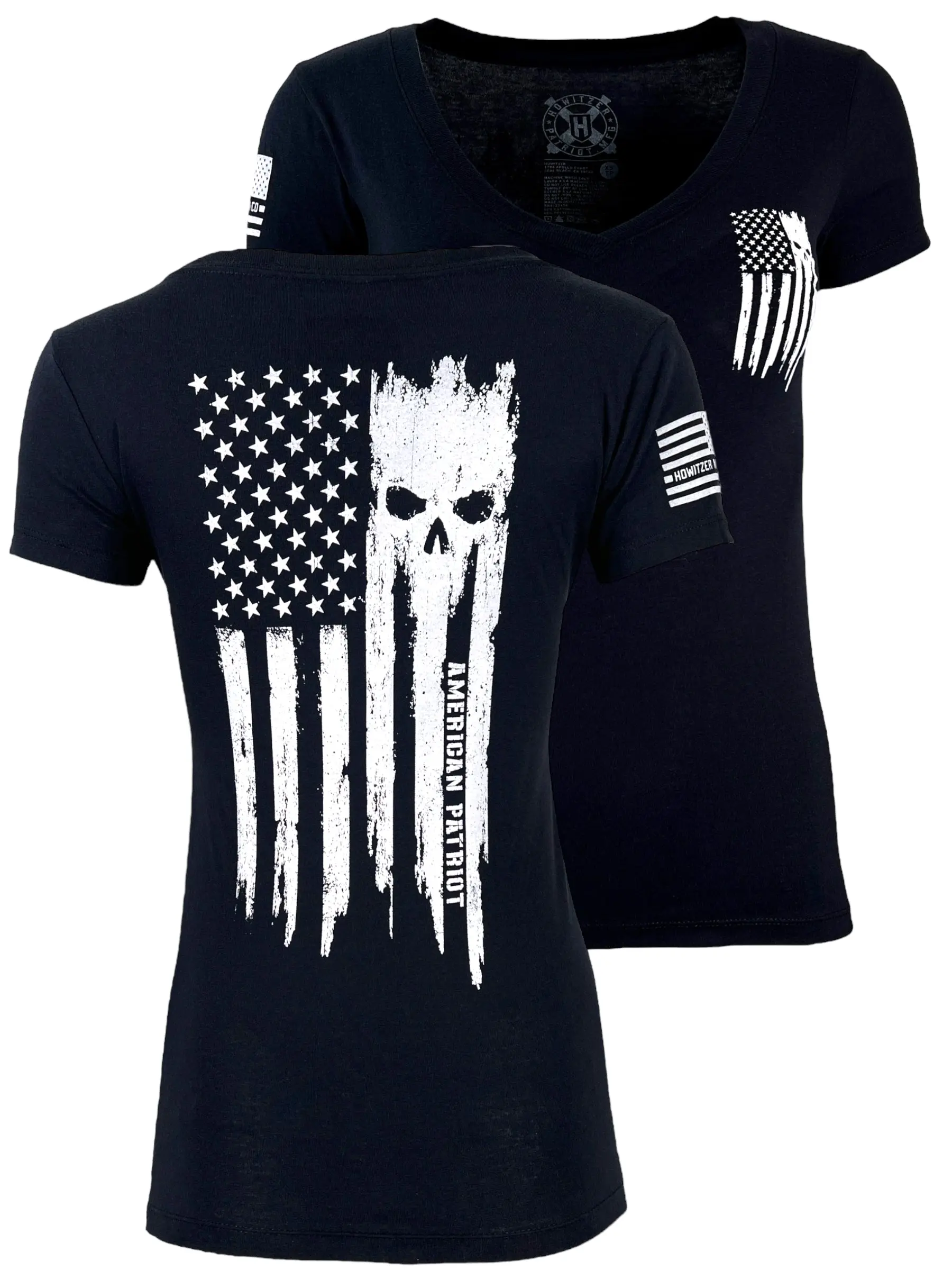 Howitzer Style Women's T-Shirt Patriot Torn Military Grunt MFG, Shortsleeve, Fitted, American Tee, Tshirt, Hand Drawn Art, Cotton, Cwv6592, Casual Slim Fitted, Torn Flag Art