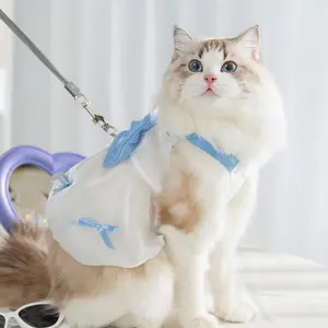 Cat Bow Streamer Tulle Princess Skirt Spring and Summer Suspender Skirt Dog Dress Pet Strap Skirt with Bow-Knot Kitten Clothes Pumpkin Patterned Pet Skirts pet  wardrobe dog dress