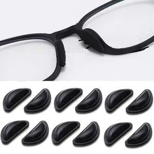 12 Pcs Black Soft Comfortable Eyeglasses Stick On Nose Pads - Air Chamber Silicone Anti-Slip Cushions for Glasses Sunglasses Parts Adhesive