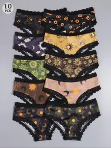 Morvia Halloween Gothic Low Waist Bikini Set, Contrast Lace Design, Skull & Hippie Style Panties, Perfect Gift for Special Occasions