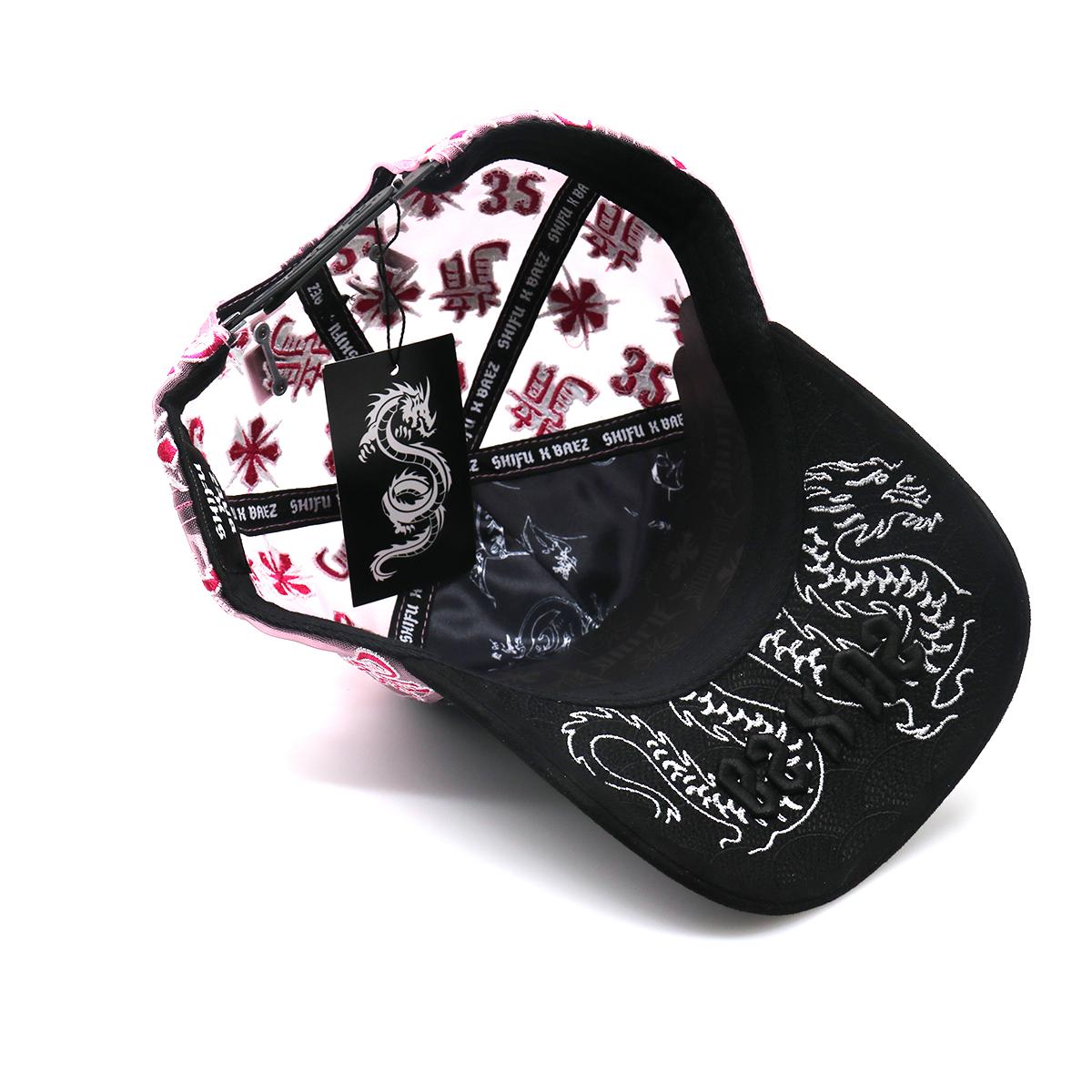 Gothic Style Trucker Hat with 3D Letter Embroidery, Pink Mesh Sides, Chinese Character & Floral Pattern, Hip Hop Accessory