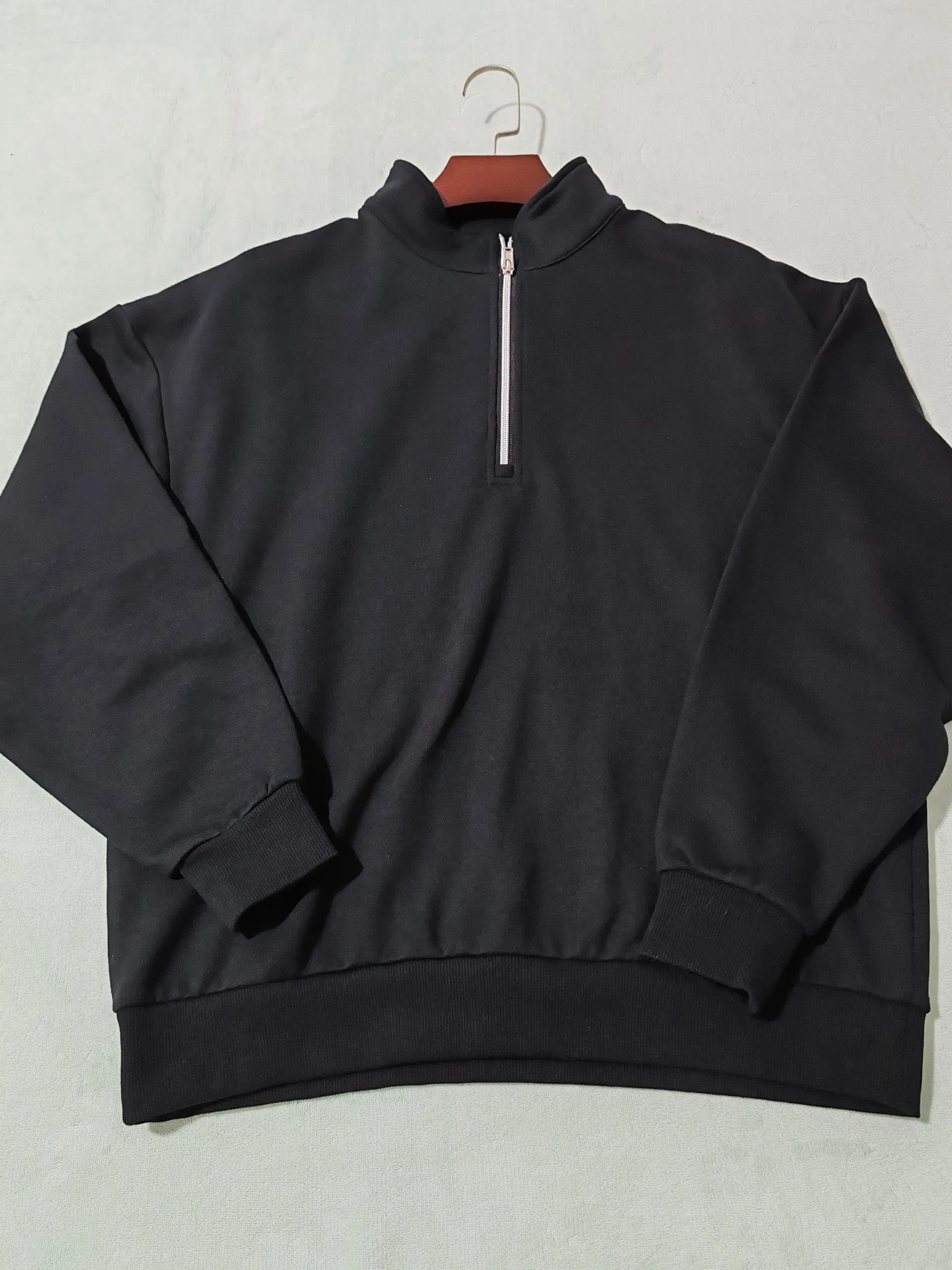 Unisex True Size 65% Cotton  Quarter Zip Pullover Mock Neck Soft French Terry Athleisure Lounge Long Sleeve Sweatshirt