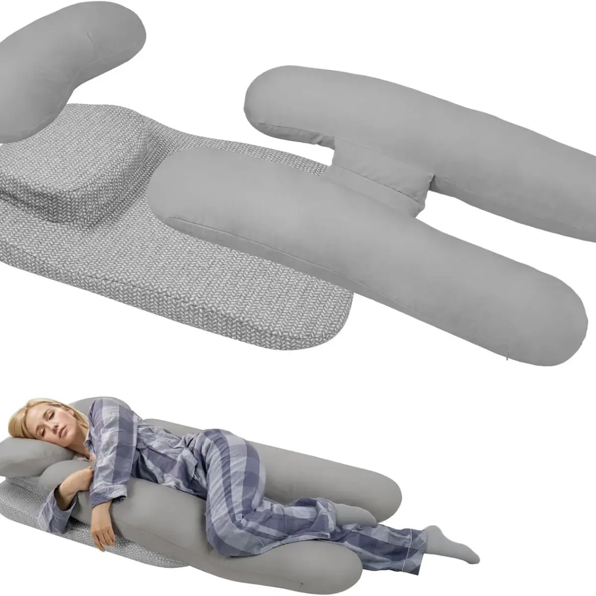 Side Sleeper Pillow, Ergonomic Body Pillow for Neck, Shoulder & Back Pain Relief, Breathable Multi-Position Support Pillow for All Sleep Positions