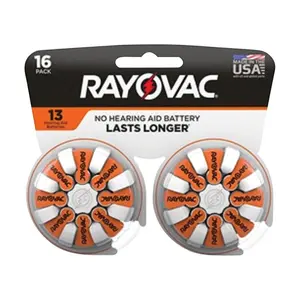 Rayovac  1.45V Zinc-Air 13 Hearing Aid Battery, 16 per Pack - Pack of 4