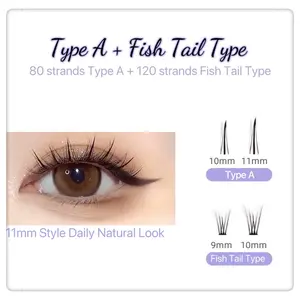 Single-cluster false eyelashes for women, natural and realistic, suitable for beginners,Mermaid tail fairy lower lashes with firm stem