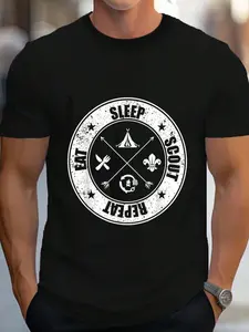 100% Cotton Eat Sleep Scout Repeat Scouting Lover Survival T-Shirt Women's Men's Graphic Tee Crew Neck summer vacation Tops