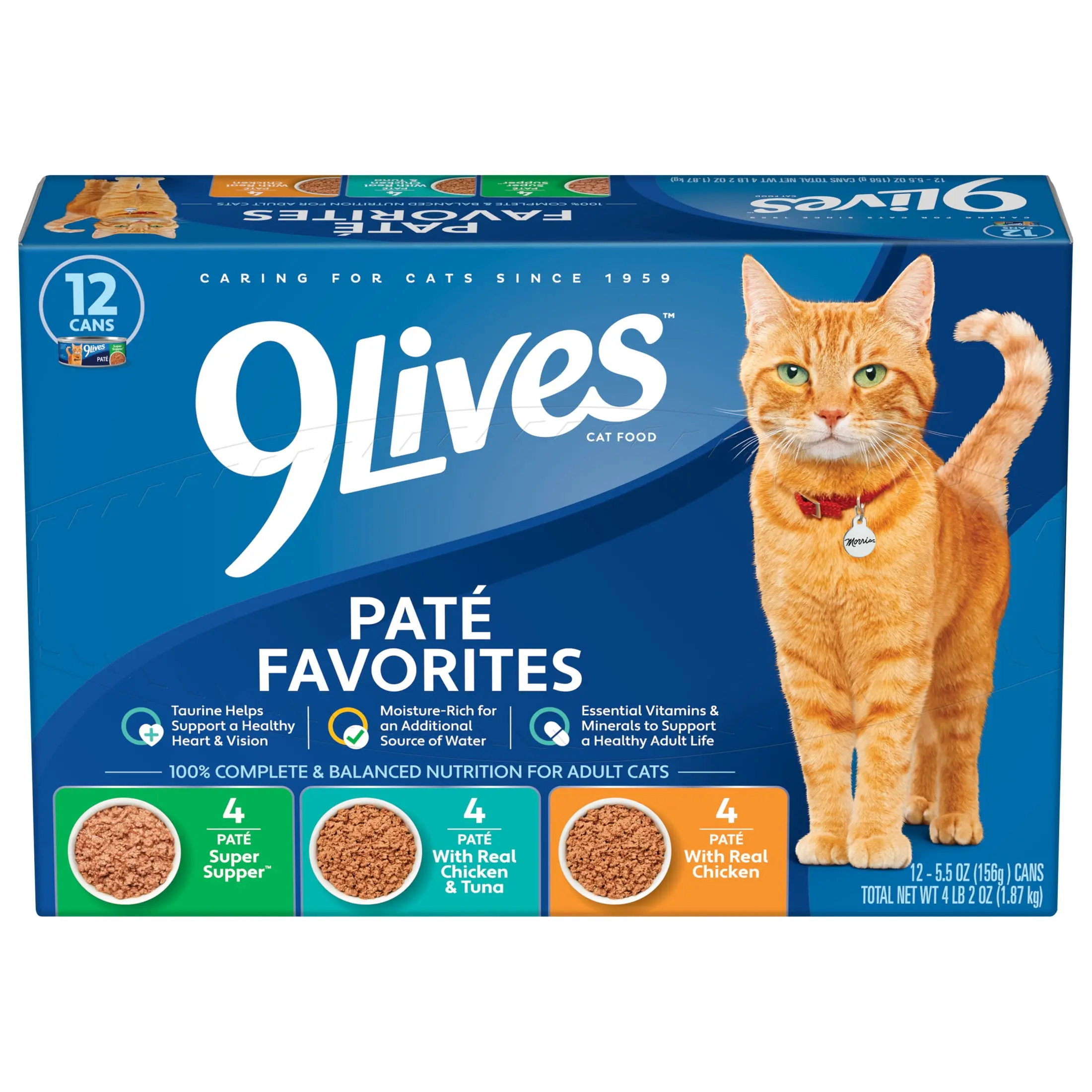 9Lives Paté Favorites Wet Cat Food Variety Pack, 5.5 oz. Cans (pack of 12)