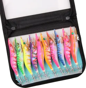 Squid Jig Saltwater Glow Squid Lures, 10 count Luminous Cuttlefish Sleeve Fishing Jigs Shrimp Prawn Lures Atrificial  Fluorescent Squid Jigs Hard Night Fishing  Octopus Lure