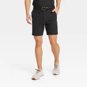 All In Motion Men's 8" Bermuda Golf Shorts Quick Drying UPF 50+, Black, 40