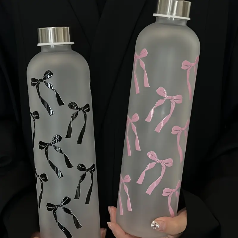1000ML Butterfly Style Water Bottle, Gradient Matte Plastic Portable Sports Flask, Non-Slip Leak-Proof Fitness Thermos with Silver Color Lid, Leakproof Water Bottle, Stylish Bottle