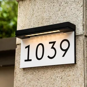House Numbers Address Plaques For Houses Solar , 3000K Warm White LED Illuminated Address Sign For Outside, , , Light Up For Houses