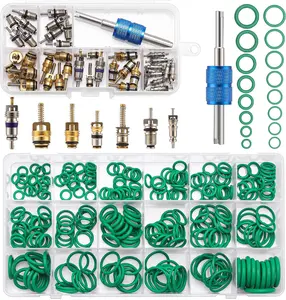 Car A/c Repair Kit 270 Pcs O-Ring Set 40 Pcs Ac Valve Cores R12 & R134a Refrigeration Tire Valve Stem Cores A/c Core Assortment with Remover Tool