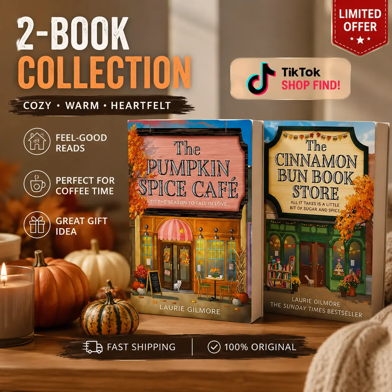 Dream Harbor Series 2 Books Collection Set By Laurie Gilmore (The Pumpkin Spice Café, The Cinnamon Bun Book Store)