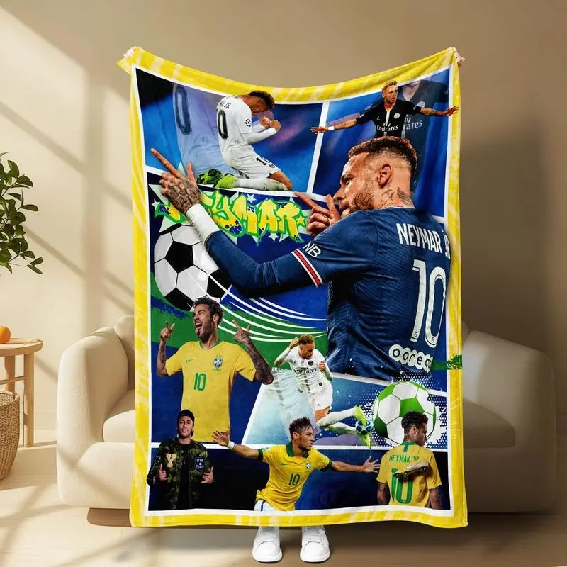 Neymar Flannel Throw Blanket,Super Soft Flannel Blanket- Suitable For Use on Sofas, Beds, or For Travel, Gentle on The Skin, an Excellent Gift Multi-Purpose Holiday Blanket, Warm and Soft, Suitable For All Seasons