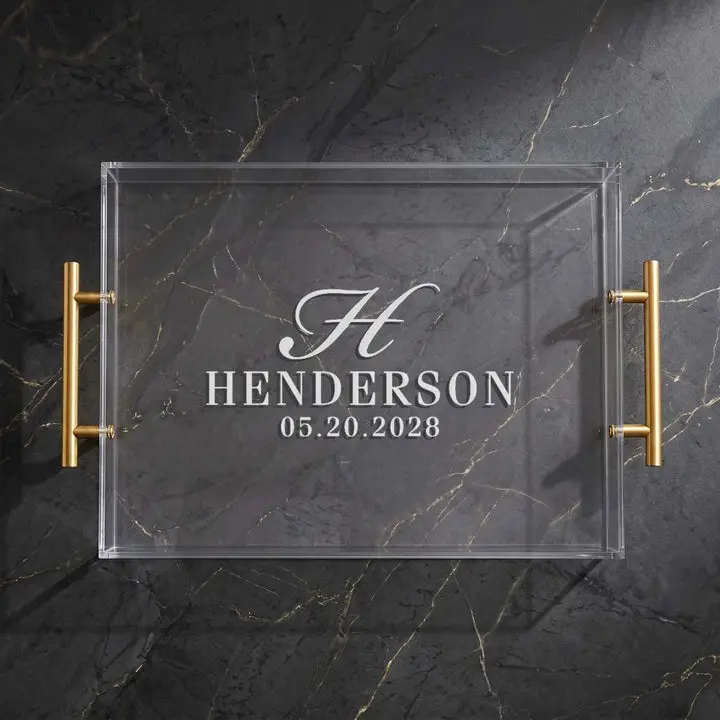 Custom Acrylic Serving Tray w/ Gold Handles