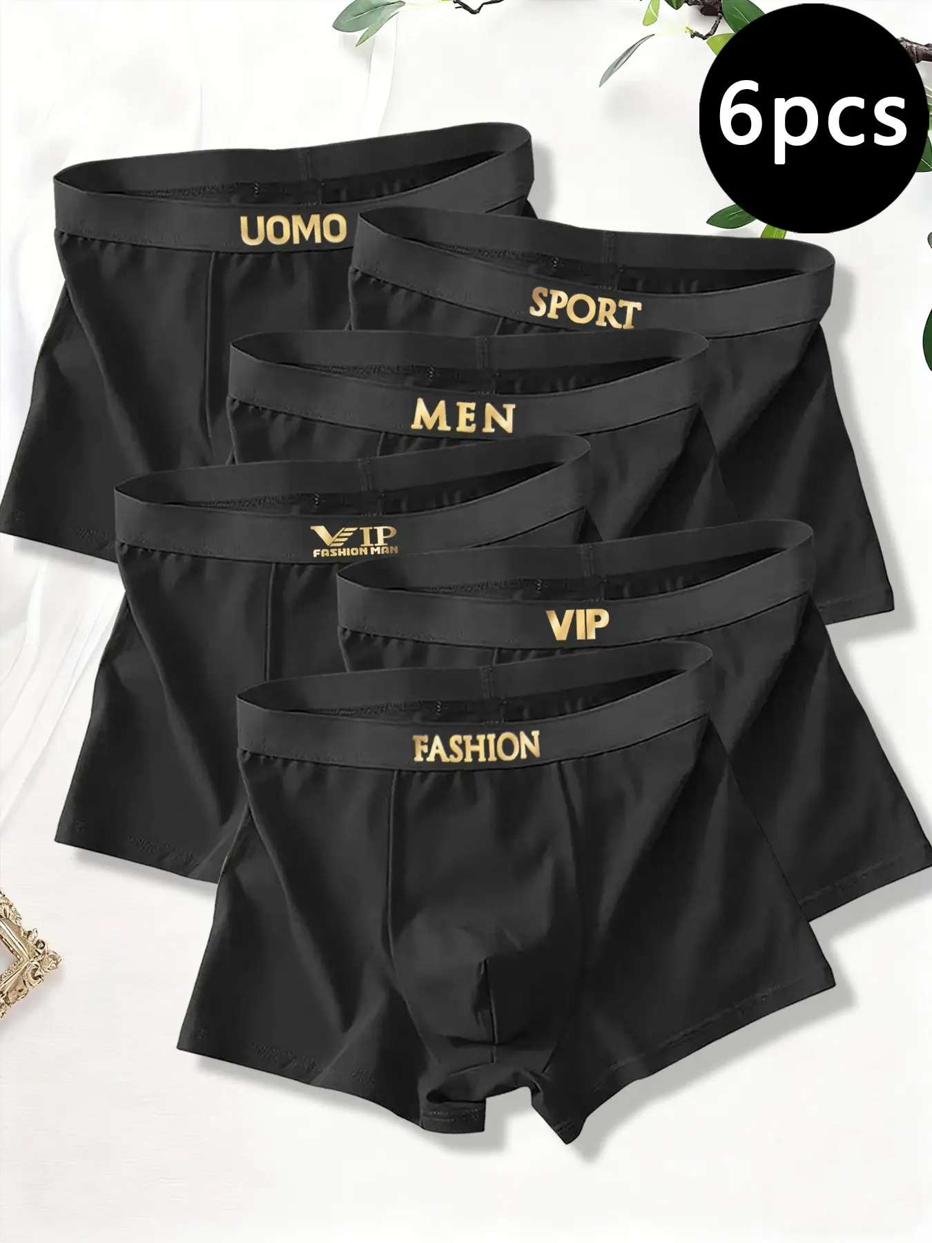 6-Pack Men's Underwear, Stylish VIP Men's Boxer Shorts, Soft / Skin-Friendly / Comfortable / Breathable Men's Boxer Briefs