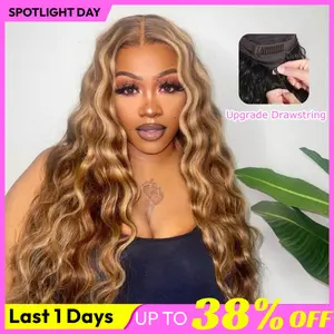 UNice Glueless Honey Blonde Highlights Body Wave Wig With Drawstring Pre Cut 7x5 HD Lace Closure Human Hair Wigs with Bleached Knots Beginners Friendly Ready and Go #SpotlightDay#Summervibes