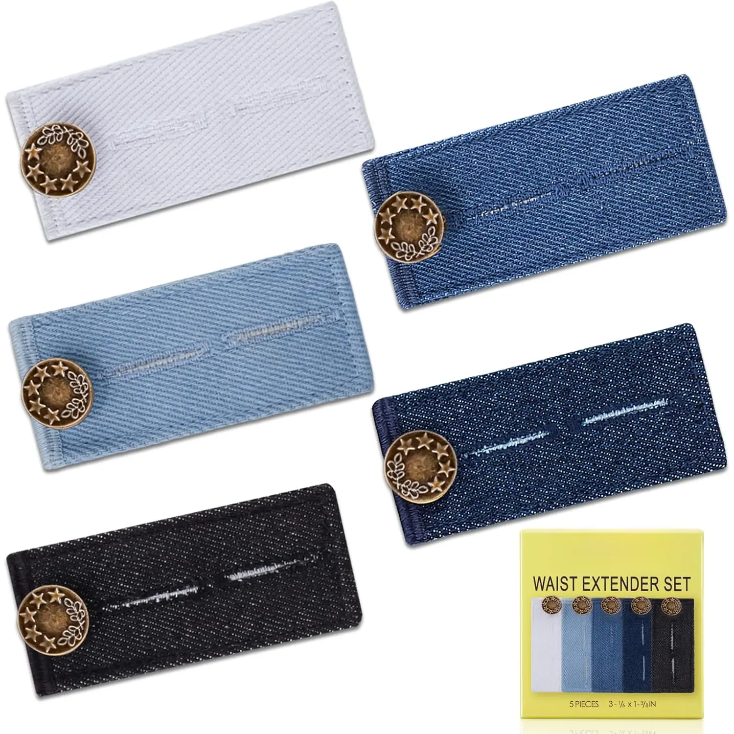 5-Pack Jeans Button Extenders, Maternity Pants Extenders with Metal Buttons, Pants Button Extenders for Women Pants Jeans Skirts, Women Pants  Extender Set(Multi-Color)