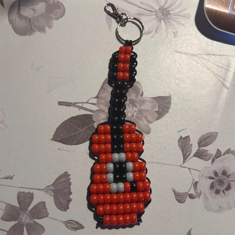 Pony Bead Guitar Keychain