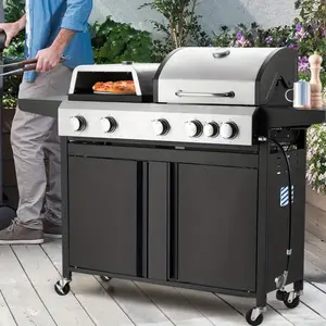 4/5-Burner Propane Gas Grill with Side Burner, Barbecue Grill with Wheels for Outdoor Cooking, Patio, Backyard, Camping, 49, 000/74, 000 BTU