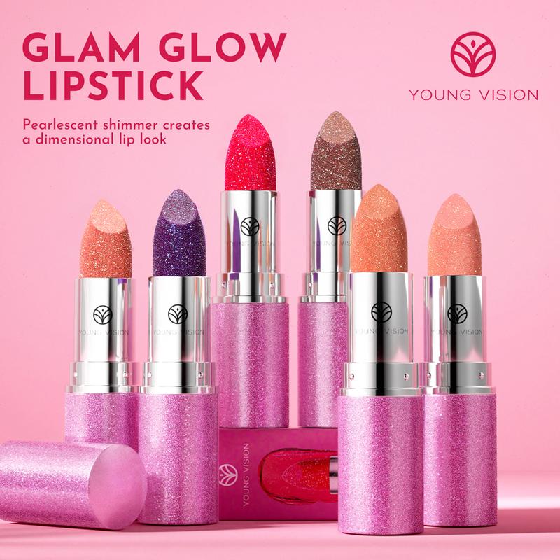 YOUNG VISION Chameleon 6-color Fine Sparkle Lipstick, Multi-purpose Facial Embossed Silk Screen Pearlescent Lipstick and Eyeshadow