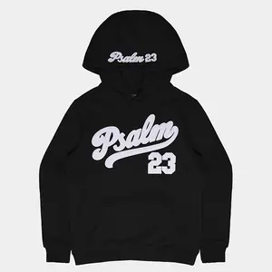 VOTC Clothing Men's Cotton Hoodie Tops - Psalm 23 Chenille Appliqué Embroidery, Signature Collection, Heavyweight Fitted Longsleeves, Soft Oversize Fabric, Versatile for Casual Outfits, Jogger Set Compatible