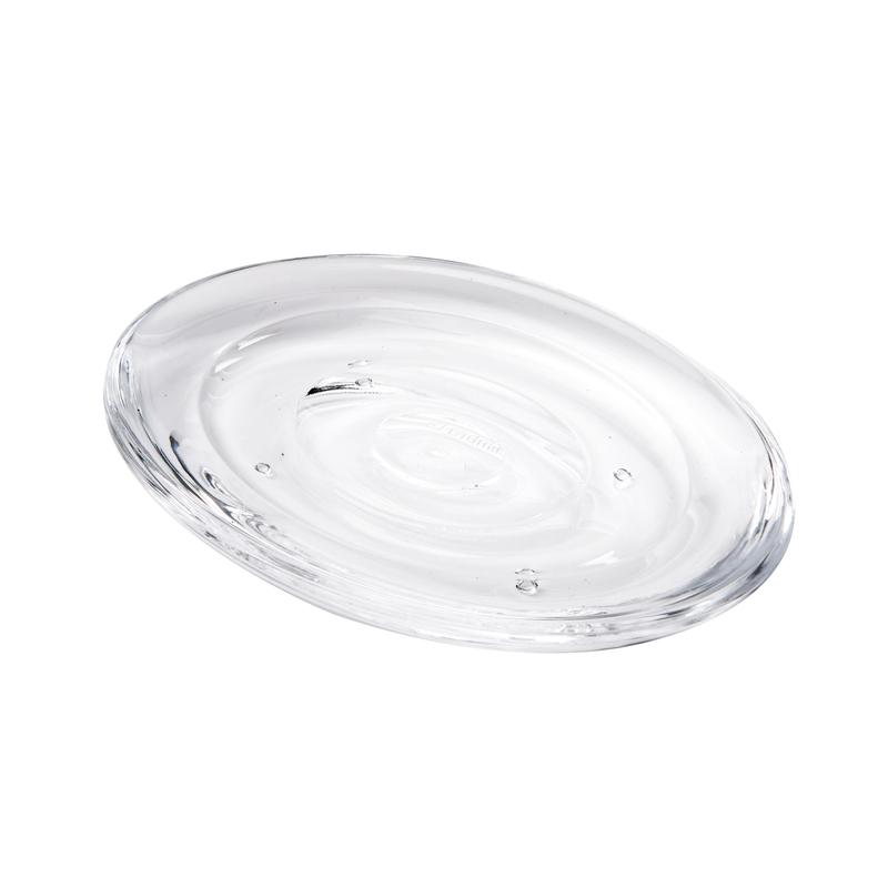 Droplet Soap Dish - Minimalist Glass Soap Dish for Bathroom - Transparent