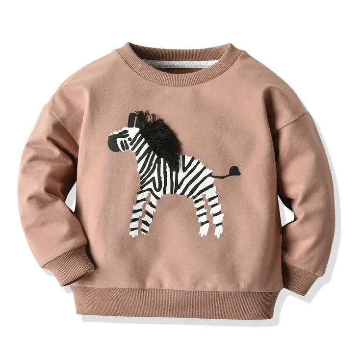 Toddler Baby Boys' Round Crewneck Sweater, 1-5T (2t Incl.), Cute Zebra Printed, Breathable, Comfortable Long Sleeve Warm Fall Winter Pullover Tops
