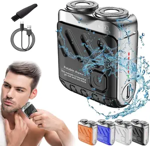 Men's Mini Electrict Shaver, Beard Shavers Portable Suitcase Design Razor, Magnetic Dual Curved Blade Mesh Waterproof, Fast Charging Long Battery Life Double-Ring Magnetic Cutter for Travel