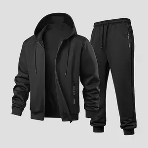 Men's Hooded Cardigan Sweater Set, Casual Sportswear with Zipper Closure, Drawstring Belt Waist, Suitable for Sports and Daily Wear