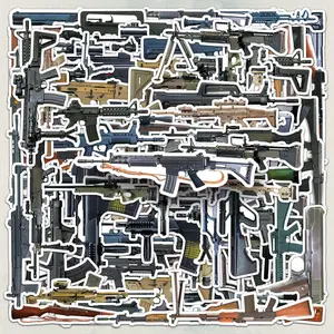 Military Gun Pattern Sticker, 50pcs/set Cartoon DIY Decorative Sticker, DIY Decals for Phone Case, Smartphone, Laptop, Scrapbooking, Journal Making, Gift Wrapping, Accessories