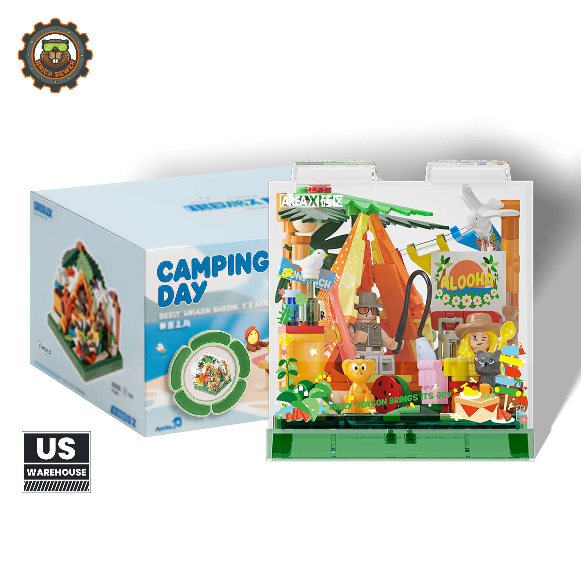 Summer Camping Brick Building Set | Mini Outdoor Diorama Model | Nature Scene Desk Decor Collector Display Gift