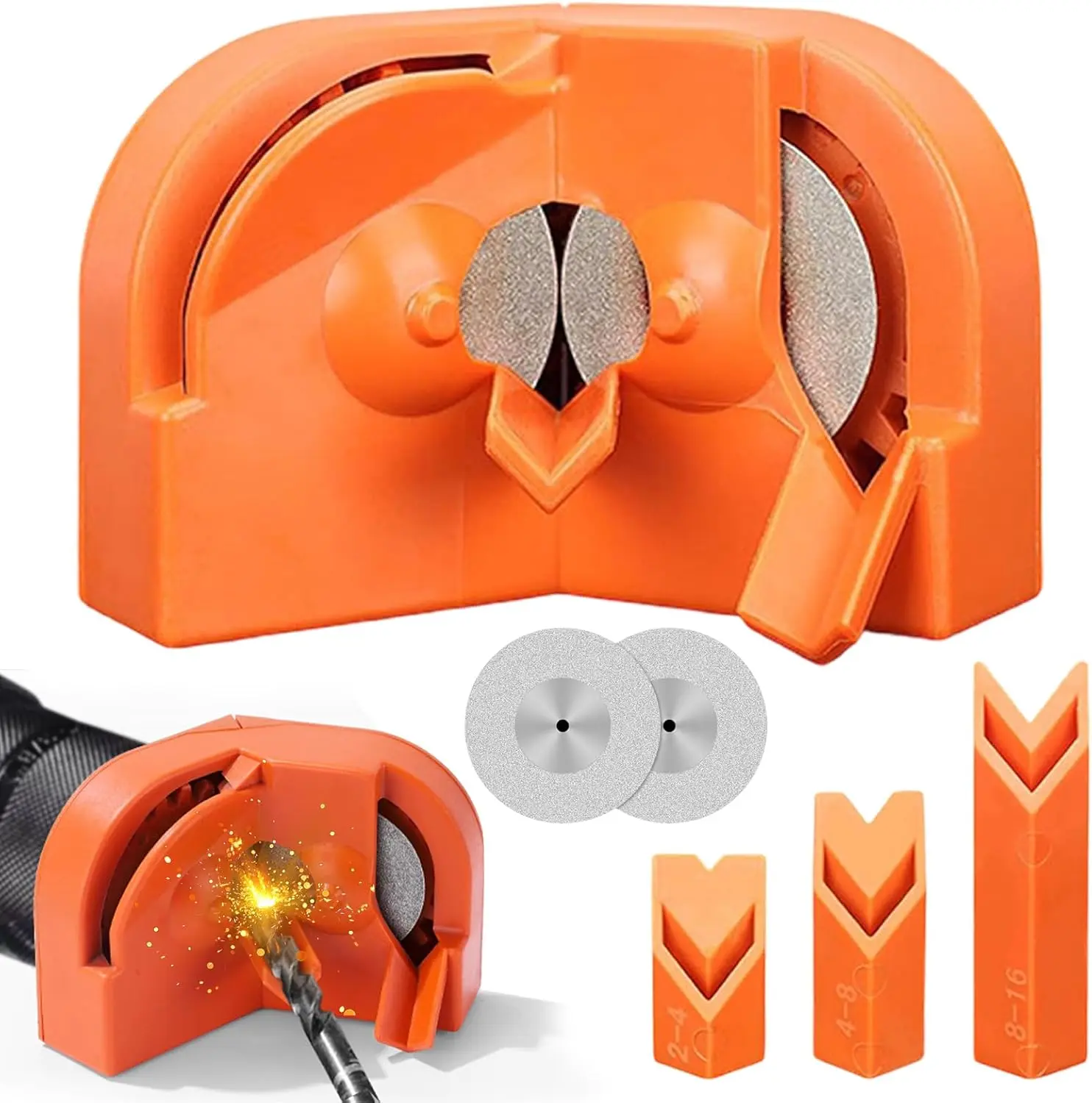 Drill Bit Sharpener with 2 Grinding Wheels,Portable Multipurpose Drill Bit Sharpener for Grinder Attachment,Power Drill Bit Sharpener for All Bits. nut removal tool   Multipurpose Drill Bit Sharpener house repair kit set